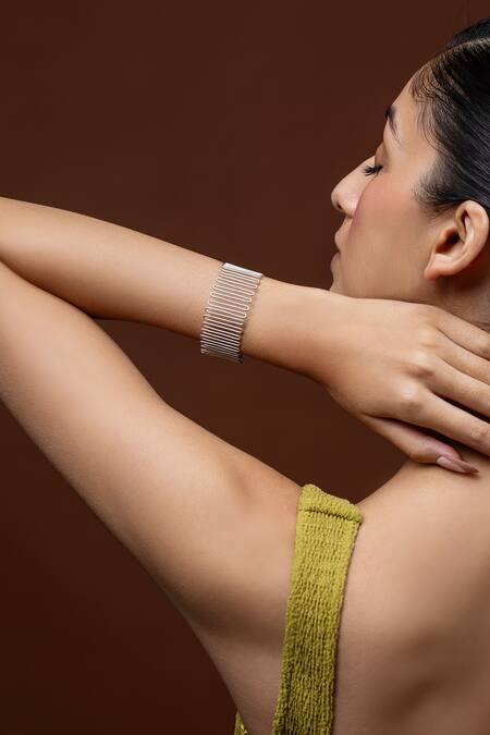 Ethnic Andaz_Silver Plated Spiral Meadow Bracelet _Online_at_Aza_Fashions