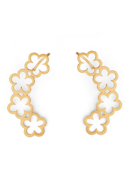 Ethnic Andaz Flower Drop Pair of Ear Cuffs 