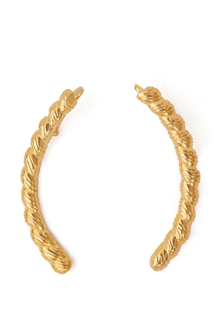 Ethnic Andaz Leaf Tendril Carved Pair Of Ear Cuffs 