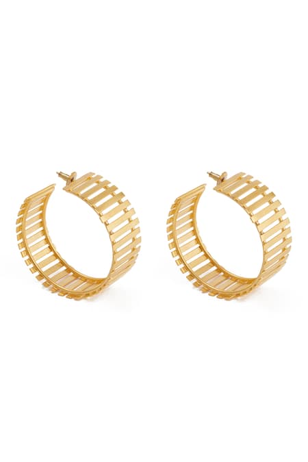 Ethnic Andaz Striped Fence Hoop Earrings 