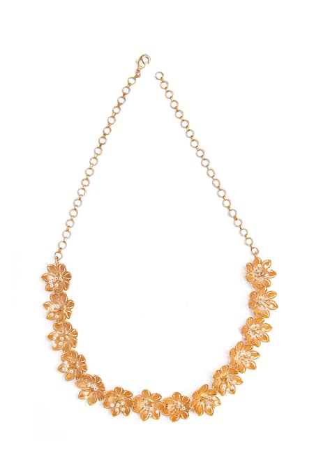 Ethnic Andaz Pearly Flower Motifs Choker Necklace 