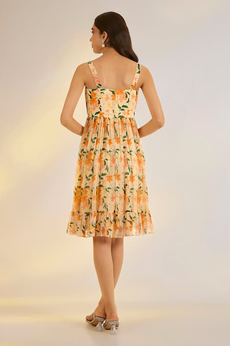 Ewoke Floral Print Sleeveless Dress 