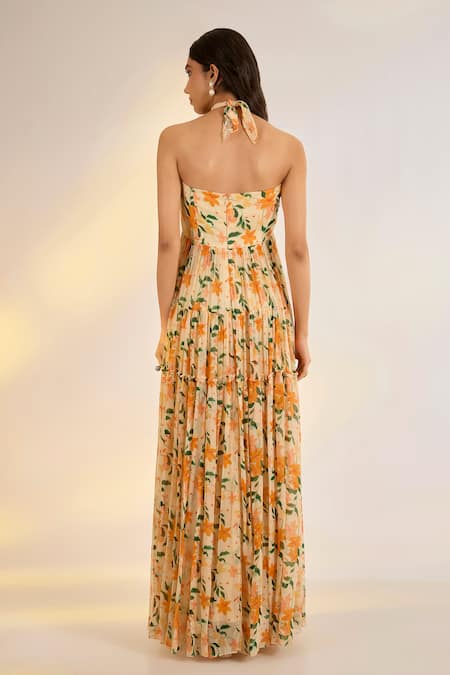 Ewoke Floral Halter Beach Dress 