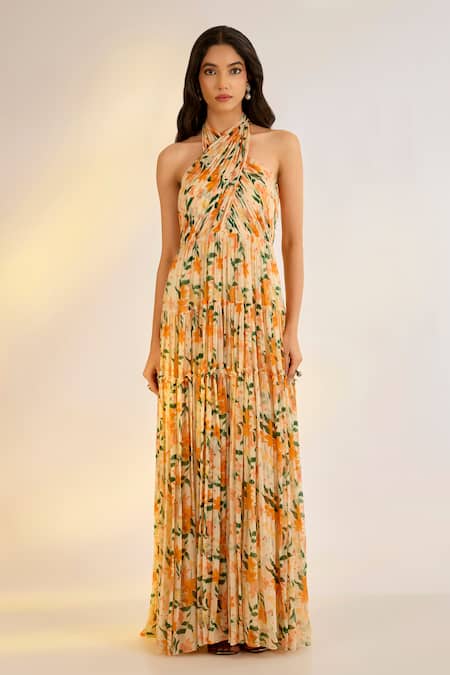 Ewoke Floral Halter Beach Dress 