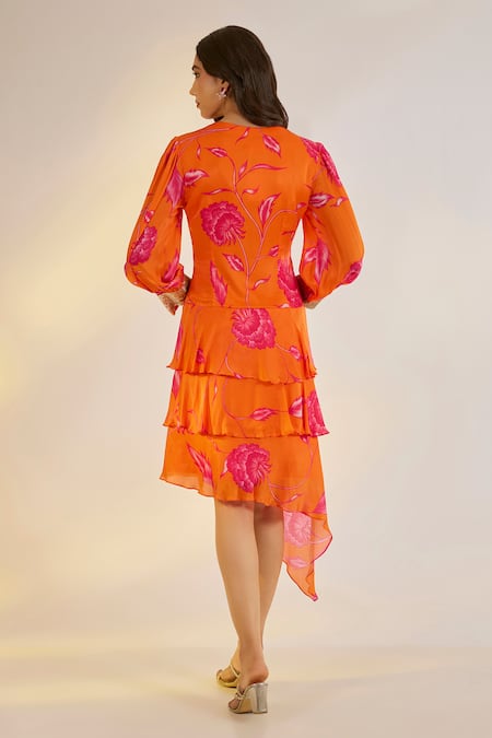 Ewoke Floral Print Layered Dress 