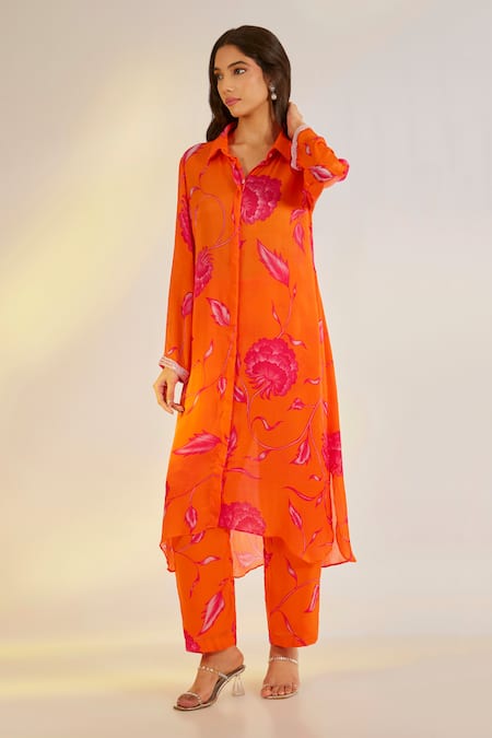 Ewoke Floral Print Kurta & Pant Set 