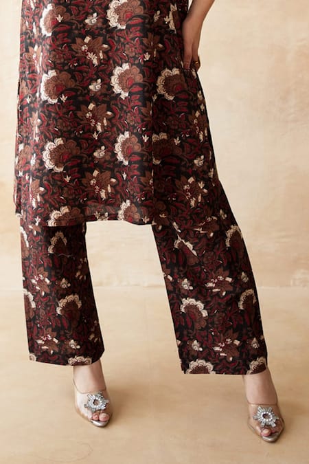 Buy Gulabo Jaipur Black Silk Embroidery V-neck Printed Hand Work Kurta And Pant Set Buy_Gulabo Jaipur_Black Silk Embroidery V-neck Printed Hand Work Kurta And Pant Set