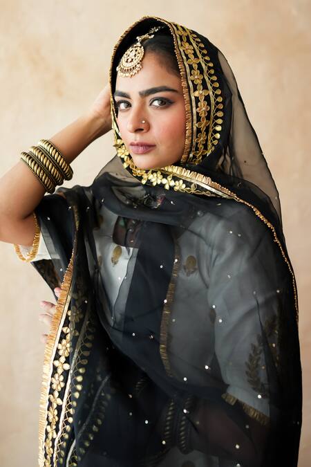 Shop_Gulabo Jaipur_Off White Silk, Organza Embroidery, Metallic Fursat Hand Work Kurta Sharara Set 