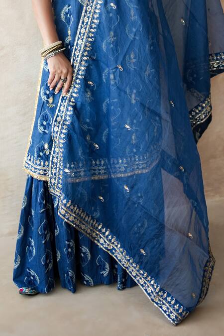 Buy Gulabo Jaipur Blue Cotton, Cambric Embroidery, Zari, Nazia Hand Work Pattern Kurta Sharara Set Online at Aza Fashions Buy_Gulabo Jaipur_Blue Cotton, Cambric Embroidery, Zari, Nazia Hand Work Pattern Kurta Sharara Set _Online_at_Aza_Fashions