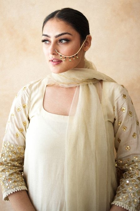 Buy Gulabo Jaipur Off White Silk, Organza Sequins, Zari, Luna Hand Work Embroidered Kurta Set Buy_Gulabo Jaipur_Off White Silk, Organza Sequins, Zari, Luna Hand Work Embroidered Kurta Set