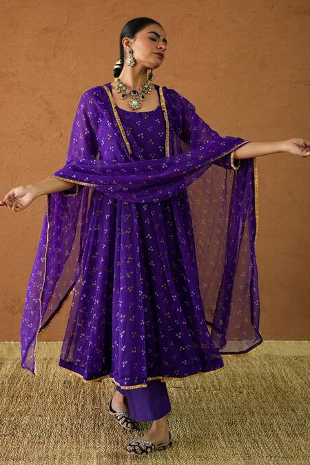 Buy Gulabo Jaipur Purple Georgette Gota Patti Square Neck Arzu Printed Anarkali Set Online at Aza Fashions Buy_Gulabo Jaipur_Purple Georgette Gota Patti Square Neck Arzu Printed Anarkali Set _Online_at_Aza_Fashions
