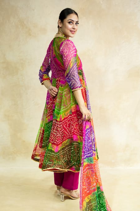 Gulabo Jaipur Arzu Bandhani Pattern Anarkali Set