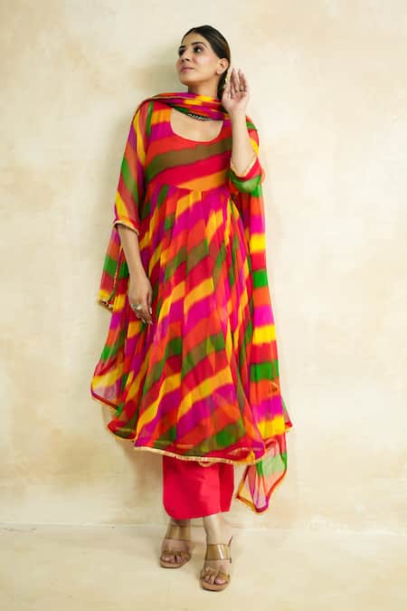 Gulabo Jaipur Arzu Leheriya Anarkali Set