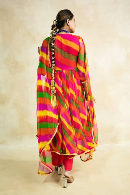 Gulabo Jaipur Arzu Leheriya Anarkali Set