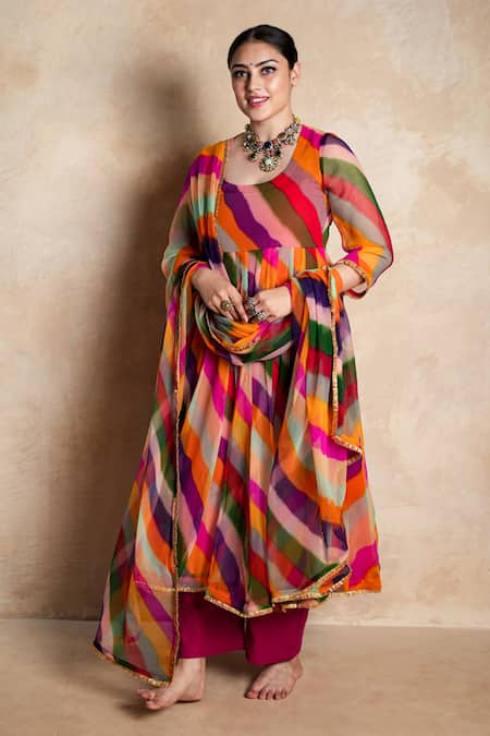 Gulabo Jaipur Arzu Striped Anarkali Set 