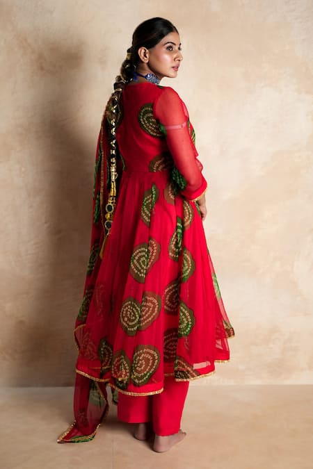 Buy Gulabo Jaipur Red Georgette Piping Round Neck Arzu Print Anarkali Set Online at Aza Fashions Buy_Gulabo Jaipur_Red Georgette Piping Round Neck Arzu Print Anarkali Set _Online_at_Aza_Fashions