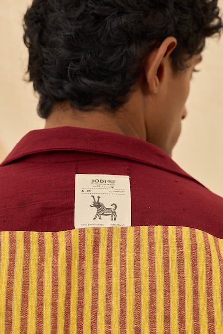 Shop_Jodi_Red Cotton Embroidery Kuhu Handloom Reversible Jacket _Online_at_Aza_Fashions