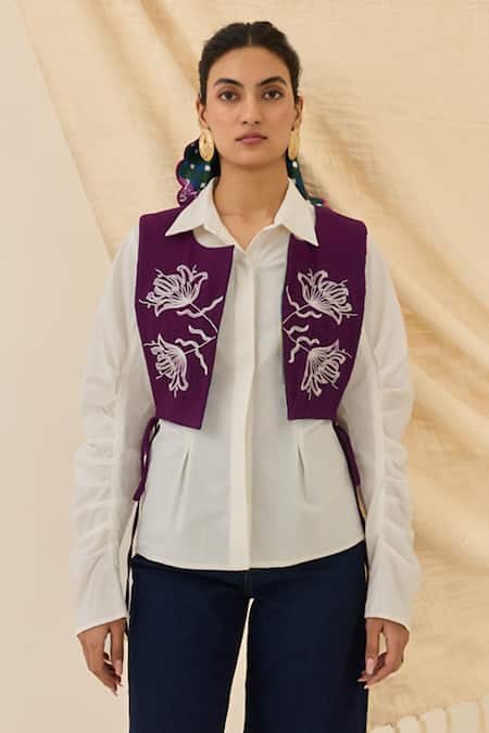 Jodi Morni Embroidered Floral Bib Jacket 