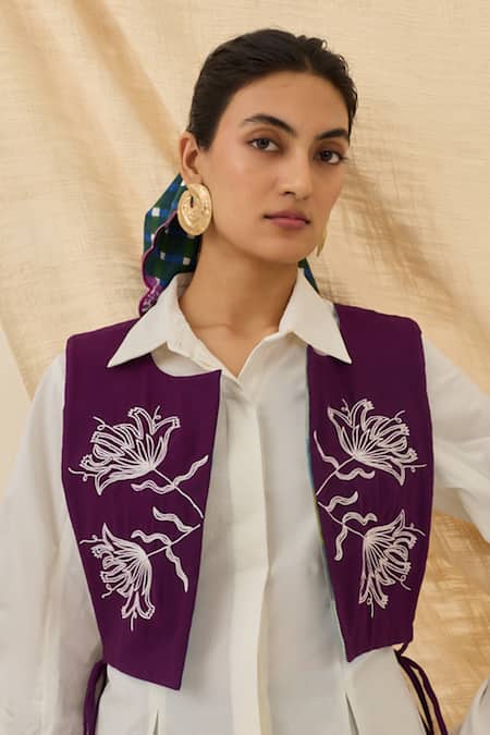 Jodi Morni Embroidered Floral Bib Jacket 