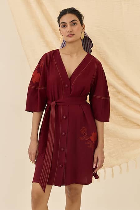 Jodi Kuhu Embroidered Button-Front Dress 