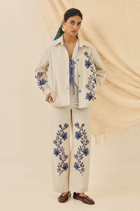 Jodi Saras Floral Embroidered Trouser 