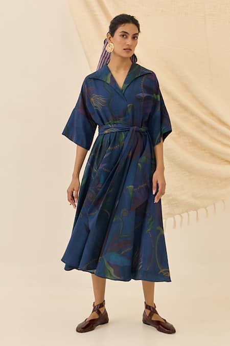 Jodi Tara Print Collared Midi Dress  