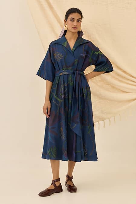 Jodi Tara Print Collared Midi Dress  