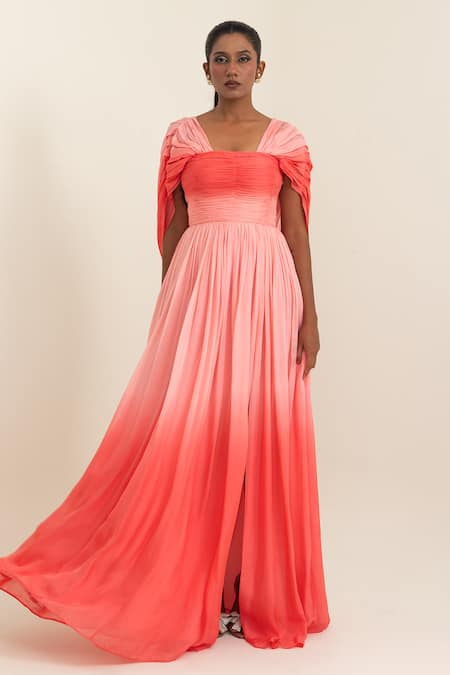 Pinup By Astha Ombre Ruched Gown  