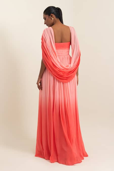 Pinup By Astha Ombre Ruched Gown  