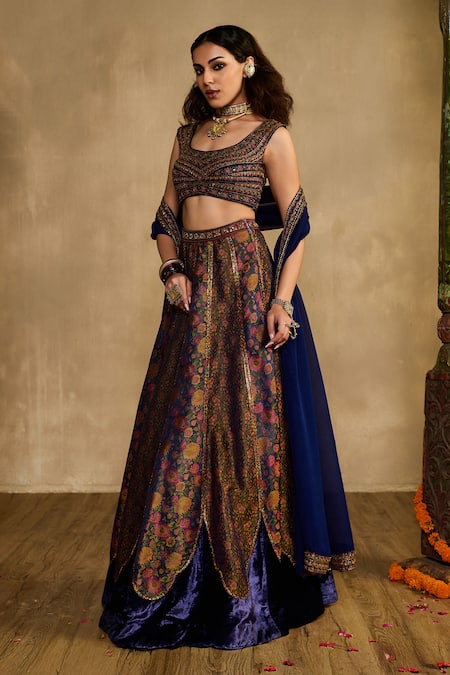 Reeti Arneja Neel Tara Floral Embroidered Blouse Lehenga Set 