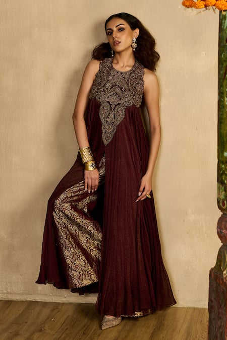 Reeti Arneja Begum Embroidered Pleated Kurta & Pant Set 