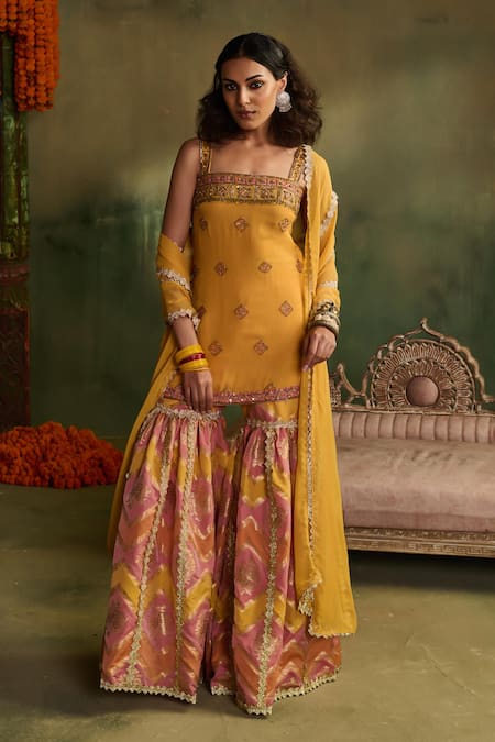 Reeti Arneja Sunlit Woven Kurta Sharara Set 
