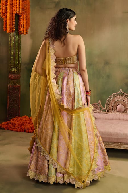 Reeti Arneja Riwaayat Chanderi Woven Scalloped Lehenga Set 