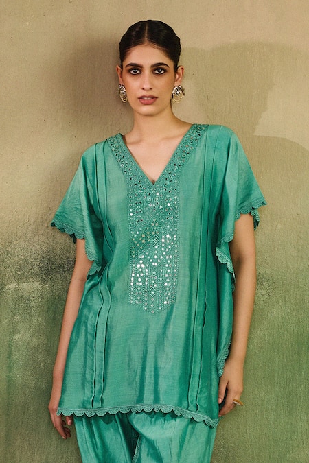 Reeti Arneja Neelpari Mirror Embroidered Kurta & Dhoti Pant Set 