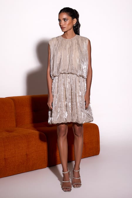 Tara And I Gathered Organza Bubble Hem Short Dress 