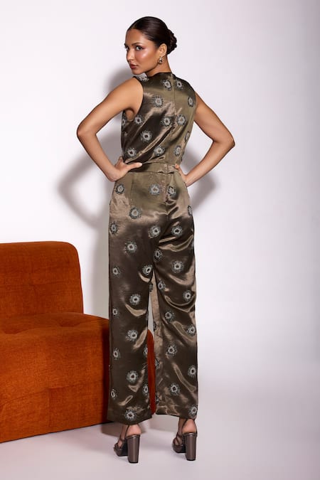 Tara And I Embellished V-Neck Sleeveless Jumpsuit 