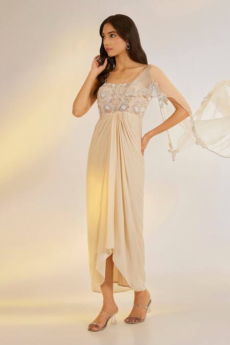 Ewoke Pink Georgette, Satin Embroidery, Beads, Zari One Embellished Corset Saree Gown Online at Aza Fashions Ewoke_Pink Georgette, Satin Embroidery, Beads, Zari One Embellished Corset Saree Gown _Online_at_Aza_Fashions