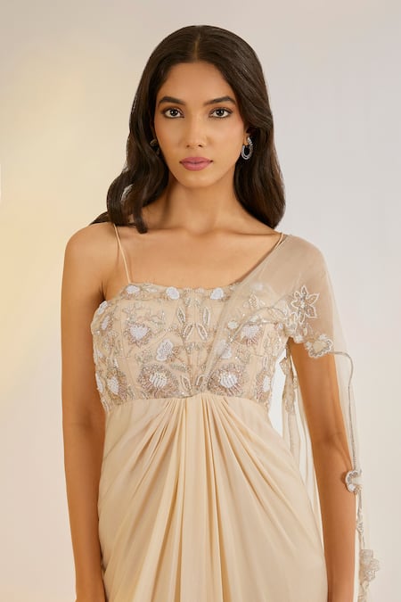 Buy Ewoke Pink Georgette, Satin Embroidery, Beads, Zari One Embellished Corset Saree Gown Online at Aza Fashions Buy_Ewoke_Pink Georgette, Satin Embroidery, Beads, Zari One Embellished Corset Saree Gown _Online_at_Aza_Fashions