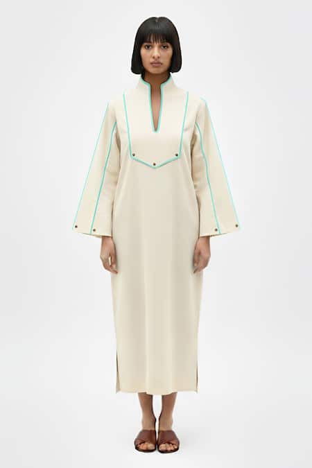 Neora By Nehal Chopra Stripe Pattern Midi Dress 