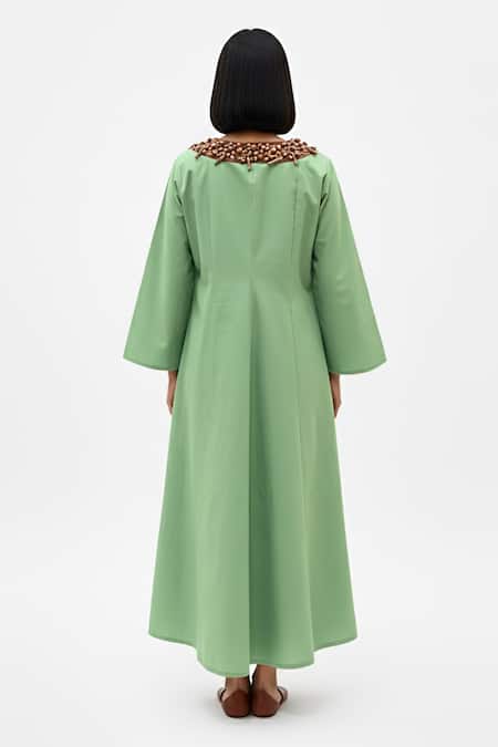 Neora By Nehal Chopra Collar Embroidered Dress 