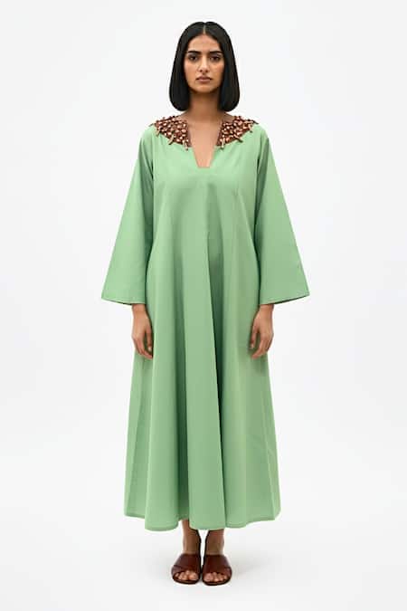 Neora By Nehal Chopra Collar Embroidered Dress 