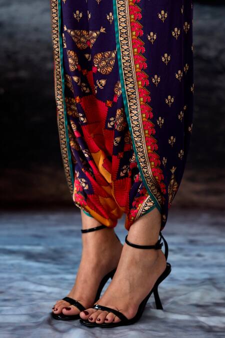 Rajdeep Ranawat_Purple Modal, Satin Bethari Sonth Dhoti Pant _Online_at_Aza_Fashions