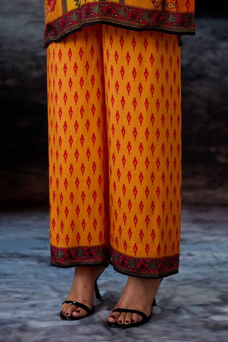 Rajdeep Ranawat_Yellow Modal, Satin Bethari Permaz Pant _Online_at_Aza_Fashions