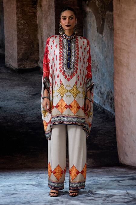 Buy Rajdeep Ranawat Multi Color Silk Embroidery, Foil Printing Mandarin Collar, Bethari Chanel Tunic Online at Aza Fashions Buy_Rajdeep Ranawat_Multi Color Silk Embroidery, Foil Printing Mandarin Collar, Bethari Chanel Tunic _Online_at_Aza_Fashions