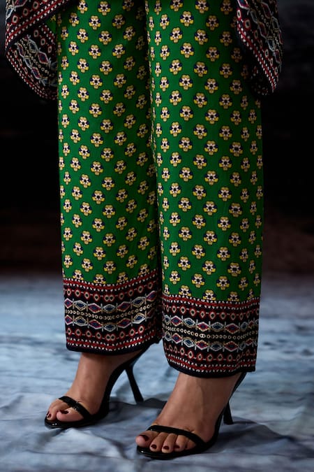 Rajdeep Ranawat_Green Modal, Satin Bethari Permaz Pant _at_Aza_Fashions