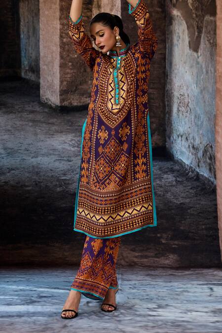 Buy Rajdeep Ranawat Purple Modal, Satin Bethari Permaz Pant Buy_Rajdeep Ranawat_Purple Modal, Satin Bethari Permaz Pant