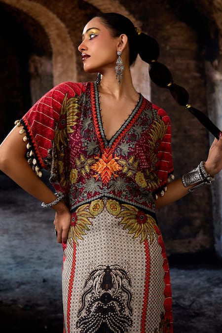 Rajdeep Ranawat_Off White Linen V-neck Bethari Sabrina Dress _at_Aza_Fashions