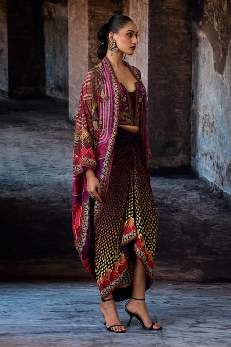 Shop_Rajdeep Ranawat_Purple Silk Open Neck Bethari Jannat Jacket _Online_at_Aza_Fashions