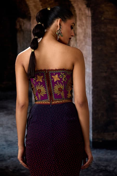 Shop_Rajdeep Ranawat_Purple Crepe Embroidery Sweetheart Neck Bethari Corset _Online_at_Aza_Fashions