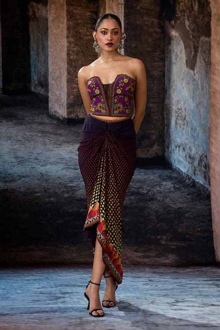 Shop_Rajdeep Ranawat_Purple Crepe Bethari Draupati Skirt 